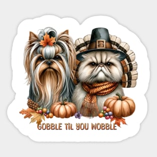 Thanksgiving Dog and Cat Pumpkin Fall Season Sticker